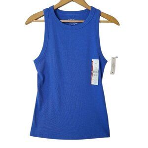 Time And Tru M (8-10) Blue Ink High Neck Rib Tank Top NWT